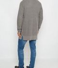 Charcoal Rib Knit Open Front Cardigan at