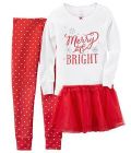 Carter's Infant & Toddler Girls' Christmas Pajama Top, Pants & Tutu at 