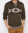 Olive Aztec Quarter-zip Sweater at